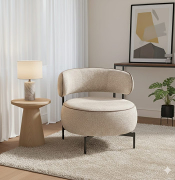 Essenza Poltrona Giratória 360° Tecido Bege 81x82x73cm - Leitura