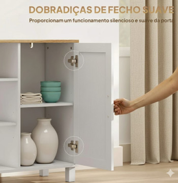 Essenza Aparador Branco 110cm com Portas Suaves e Sistema Anti-Tombo