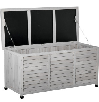 Contenitore Contenitore in legno con coperchio abbattibile e disegno persiano 127x56x60 cm Grigio