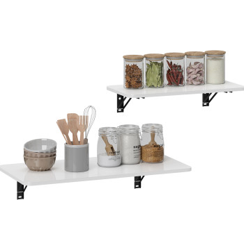 Conjunto de 2 Mesas Dobráveis de Parede Secretárias Flutuantes para Espaços Pequenos Mesas Rebatíveis para Cozinha Sala de Jantar Escritório Quarto e Sala Branco Brilhante