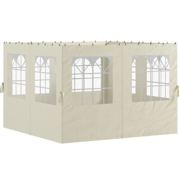 4 murs latéraux pour Tente 3x3 m Tente latérales avec crochets 8 Protection Windows UV Remplacement latéral pour jardin extérieur Tente Party Cream
