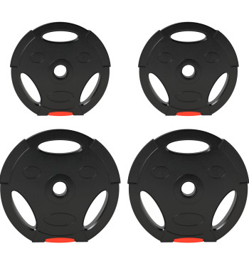 4 pièces à disques de poids Disques de poids 2x10 kg et 2x5 kg avec des orifices de 2,5 cm pour l'entraînement de fitness dans la maison de gym noire