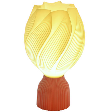 Candeeiro de Mesa de Cabeceira com Ecrã de Impressão 3D Candeeiro de Mesa com Desenho de Pétalas com Luz Quente para Quarto Sala de Estar Ø16,5x28 cm Branco