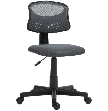 Sedia ufficio senza braccioli Supporto sedia da ufficio girevole con maglia traspirante Altezza posteriore Carica regolabile 120 kg 43x48x78-88 cm Grigio