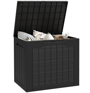Contenitore esterno 93L impermeabile piccolo contenitore di stoccaggio del giardino di plastica con 2 maniglie integrate e supporto lucchetto 56x41x50 cm nero