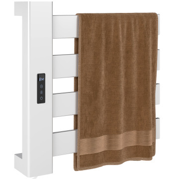 Asciugamano elettrico della parete di 130W Asciugamano elettrico della lega di alluminio con controllo dello schermo di tocco WIFI Timer 4 bar temperatura regolabile Bassa consumo IPX4 47.5x9.5x49 cm Bianco