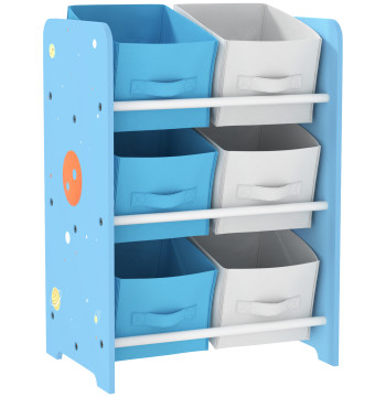 AIYPLAY Estante para Juguetes con 6 Cajas de tela no tejidas intercambiables Organizador de Juguetes para Dormitorio Escuela Infantil 43x30x60 cm Azul