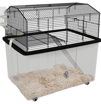 Cage de hamster Maison pour petits rongeurs avec buveur mangeur Ramp et roue 57x43x57 cm noir