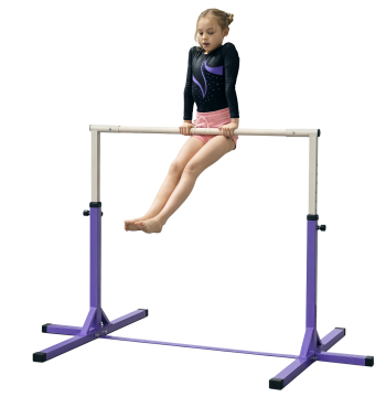 Barre de gymnastique pour les enfants de plus de 3 ans Barre d'entraînement avec hauteur réglable 92-150 cm Barre horizontale de gymnastique Charge 75 kg 194x121x150 cm Pourpre