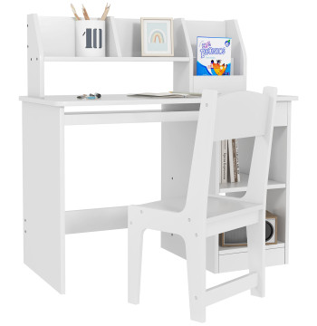Set di scrivania e sedia per bambini oltre 5 anni tavolo e sedia per bambini con 2 cassetti e camera per dormitorio bianco