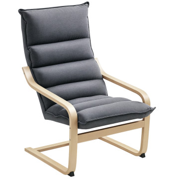 Poltrona moderna con supporto schienale alto per braccioli e piedi di Madeira Velvet tappezzeria per Dorm Living Room 67x83x105 cm Grigio