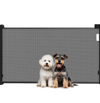 Barriera per cani retrattili 0-144 cm Barriera per cani di piccola taglia Barriera di sicurezza estesa per animali Serratura stimata per scale Porta Corridoio Nero