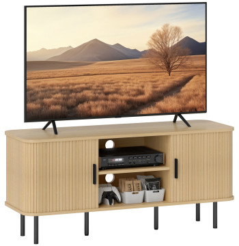 Móvel de TV Vintage Móvel de TV para Sala de Estar com 2 Portas de Correr 2 Prateleiras Abertas Móvel para Televisores de até 55 Polegadas 120x40x55 cm Carvalho