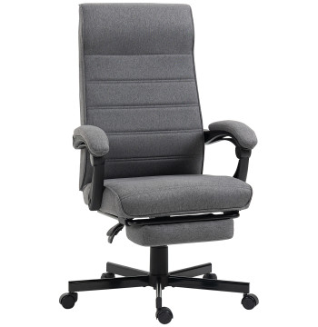 Sedia da ufficio girevole Sedia da ufficio reclinabile con braccioli di altezza regolabile Supporto piedi retrattili per Living Room Studio Charge 20kg 68x67x106-114 cm Grigio