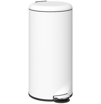 Balde de papel de cocina 30L Cubo de papel con Pedal Cubierta con cierre Suave y Cubo Amovible para Oficina Estudio Creme