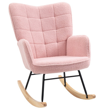 Baloço Poltrona in Borrego Ventrona de Sala de Estar oscillazione a 40° con piedini in legno di faggio e struttura in acciaio per Dorm Carica massima 120 kg 71x98x101 cm Rosa