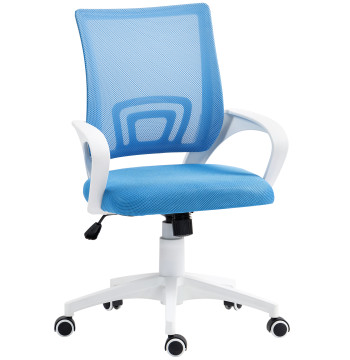 Silla de oficina de Malla Silla de oficina Giratoria con Altura Ajustable Función Basculante y Apoyo a los Brazos Silla de Estudio Carga 120 kg 57x55x89-109 cm Azul