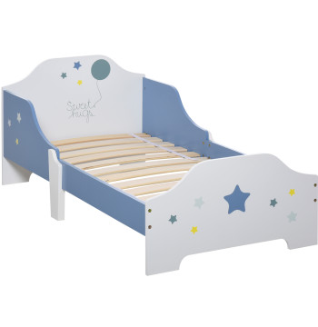 Cama para Crianças acima de 3 Anos 143x74x59 cm Cama Infantil com Desenho em Estrelas Carga 50 kg para Dormitório Azul e Branco