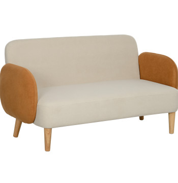 Divano di 2 posti tappezzeria in Veludo Divano di soggiorno con supporto per braccioli e piedi di legno Divano Piccolo Carica 240 kg per Dorm Office 130x74x76 cm Beige e Ocre