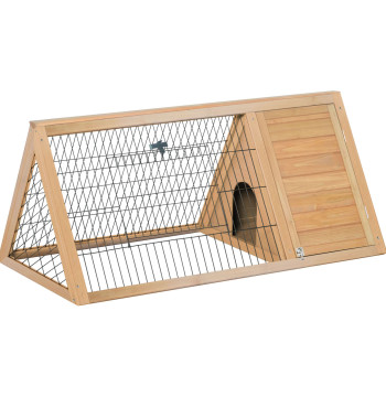 Bobine de bois 116x62,2x52,5 cm Coil de lapin en forme de triangle avec portes métalliques et bois de grille