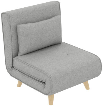 Gun 2 en 1 Canapé lit simple pliable avec dossier réglable et oreiller pour salle de dortoir charge de bureau 150 kg 72x78x79 cm gris