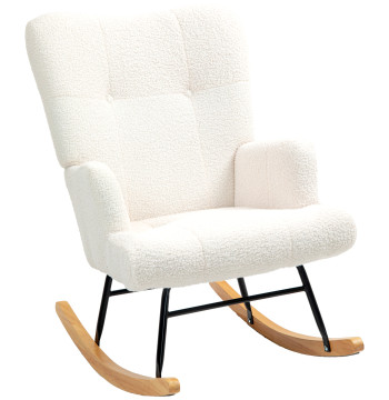 Baloça Poltrona Baloço em Borrego Poltrona per l'allattamento con poggiatesta Capitone e Base in Gomma Ricarica 120 kg Poltrona per Living Room Dorm 65x88x87 cm Crema