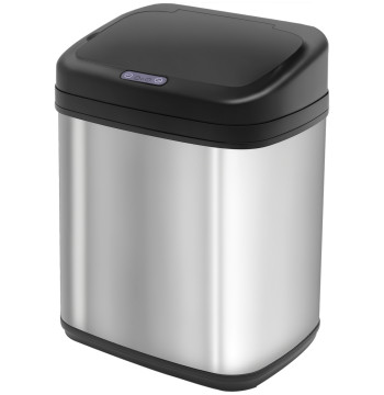 Balde de Lixo Automático 20L Balde de Lixo de Cozinha de Aço Inoxidável com Sensor Infravermelho Abertura Automática Cubo Amovível e Alça 33x25x42,5 cm Prata e Preto