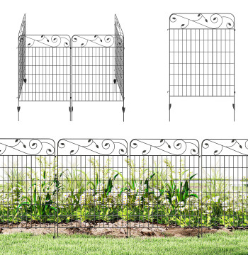 4 clôtures de jardin Panneaux 88x110 cm Métal C clôtures de jardin C clôtures décoratives avec angle réglable pour Patio Terrasse Noir