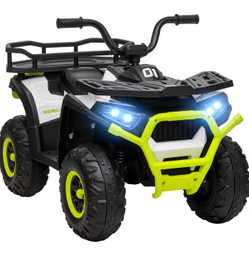 Quadriciclo Elétrico para Criança acima de 3 Anos Quadriciclo Elétrico Infantil com Bateria 12V Faróis Música MP3 Velocidade Ajustável e Cesta de Arrumação Carga 30 kg 88x50x57,5 cm Verde