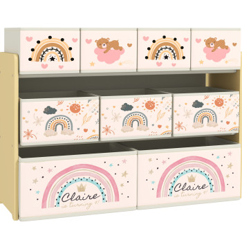 Organizador para Juguetes para niños Organizador infantil con 9 Cestas de Tejido no Tejido para Escuela Infantil Sala de Juegos 93x30x70 cm Multicor