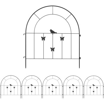 Vedaciones para Jardín Metálicas 300x70 cm Conjunto de 5 Vedación Decorativas para Jardín de Acero Combinación Libre Barrera para Animales para Terraço Pátio Relva Preto