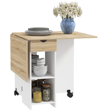 Essenza Table Pliante Cuisine Salle à Manger 120x72x75 cm Bois et Blanc