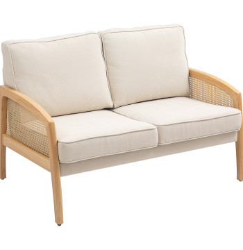 Divano da 2 posti imbottito in Divano Chenille Soggiorno con 2 Cuscini lavabili e braccioli Supporto in Divano Wipe Sintetico Piccolo carico 240 kg 123x75x88 cm Beige