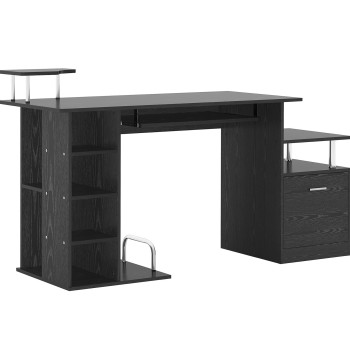 Secrétaire d'ordinateur Secrétaire de bureau – Couleur: Noir - Bois MDF - 152 x 60 x 88 cm