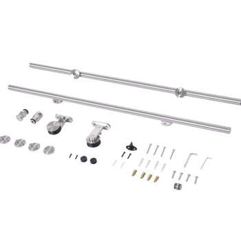 Ferragens para Porta Corredeira Kit de Acessórios para Porta Corredeira com Trilho de Aço Inoxidável Ø2,5x200cm Prata