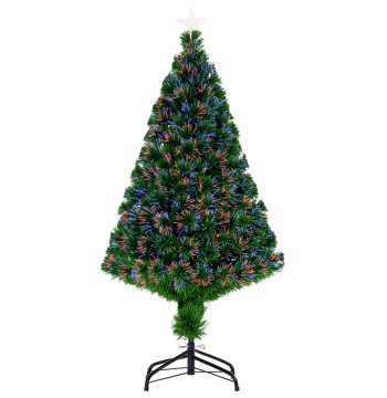 Árvore de Natal Artificial 120 cm Árvore de Natal com Fibra Óptica e Suporte Metálico Decoração de Natal Ø60x120 cm Verde