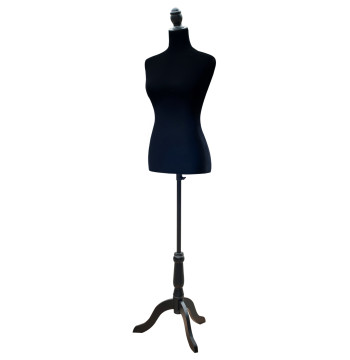 Manequim de Costura Feminino Manequim de Costura Ajustável a 130-168 cm com Tripé de Madeira para Fotografia de Moda Exposição de Roupas Preto - Madeira, 3 kg