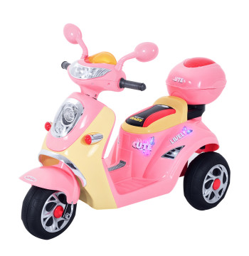 ® Triciclo motocicletta elettrica infantile con batteria per bambini oltre 3 anni 108x51x75cm Rosa