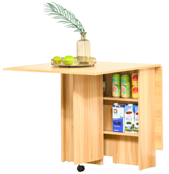 Table double salle à manger avec roues Table multifonctionnelle pour salle à manger avec 3 formulaires 140x80x74cm Bois
