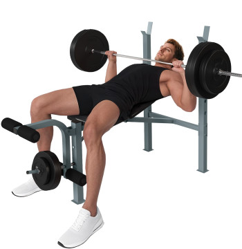 Banco de Musculação com Altura Ajustável Banco de Pesos Multifuncional Banco Fitness para Treino Completo com Encosto Ajustável Carga 200 kg 165x68x114 cm Preto