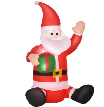 Pai Natal Insuflável de 1,2 m com Presente Decoração de Natal Iluminação LED 70x50x120cm Multicolorido