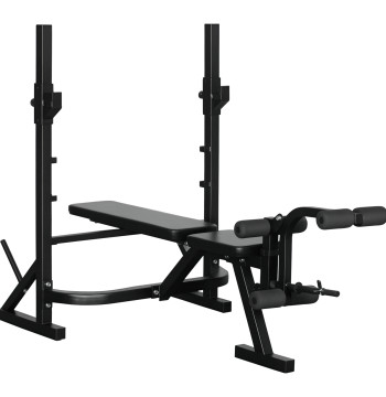 Banco de Musculação Multifuncional com Altura Ajustável de 3 Níveis para Treino de Corpo Inteiro 175x98x130 cm Preto