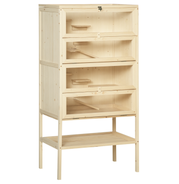 Cage en bois pour hamsters et autres petits rongeurs avec différentes plateformes 60x40x120cm