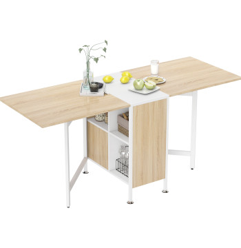 Tavolo pieghevole 4 sala da pranzo Shearing Room Madeira Tavolo ausiliario 169x60x75 cm Rovere e Bianco