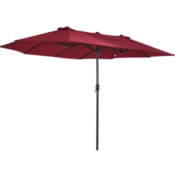 Chapeau double soleil 4,55x2,65x2,38 m Chapeau de jardin avec poignée manuelle Étanche et avec protection solaire UV pour Patio Wine Terrace