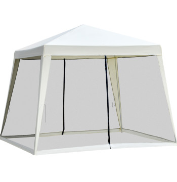 Tente de jardin 3x3m Tente avec 4 parties latérales filet Mosquito avec Zipper protection UV pour Beige Patio