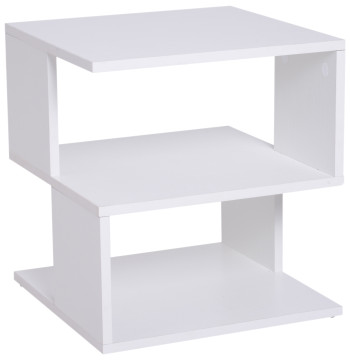 Mesa Auxiliar Mesa de Cabeceira Mesa Centro de 2 Níveis com Prateleira de Armazenamento para Sala Quarto Estante 40x40x43 cm Branco