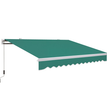 Auvent manuel 395x245 cm Balcon Auvent Cour avec poignée en aluminium et tissu polyester 280 g/m2 Vert