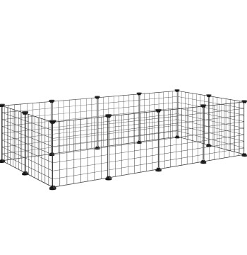 Recette en métal Recette pour animaux de compagnie avec 12 panneaux pour petits animaux Unmountable DIY 106x73x36 cm Noir