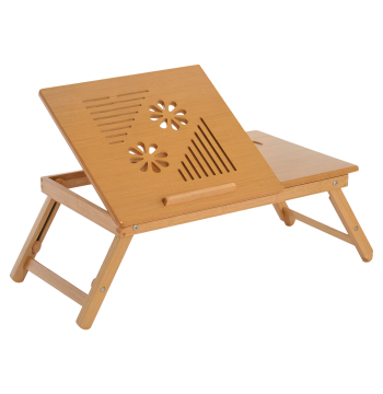 Tavolo per laptop Bamboo pieghevole Altezza regolabile 1 cassetto 55x35x22-30cm